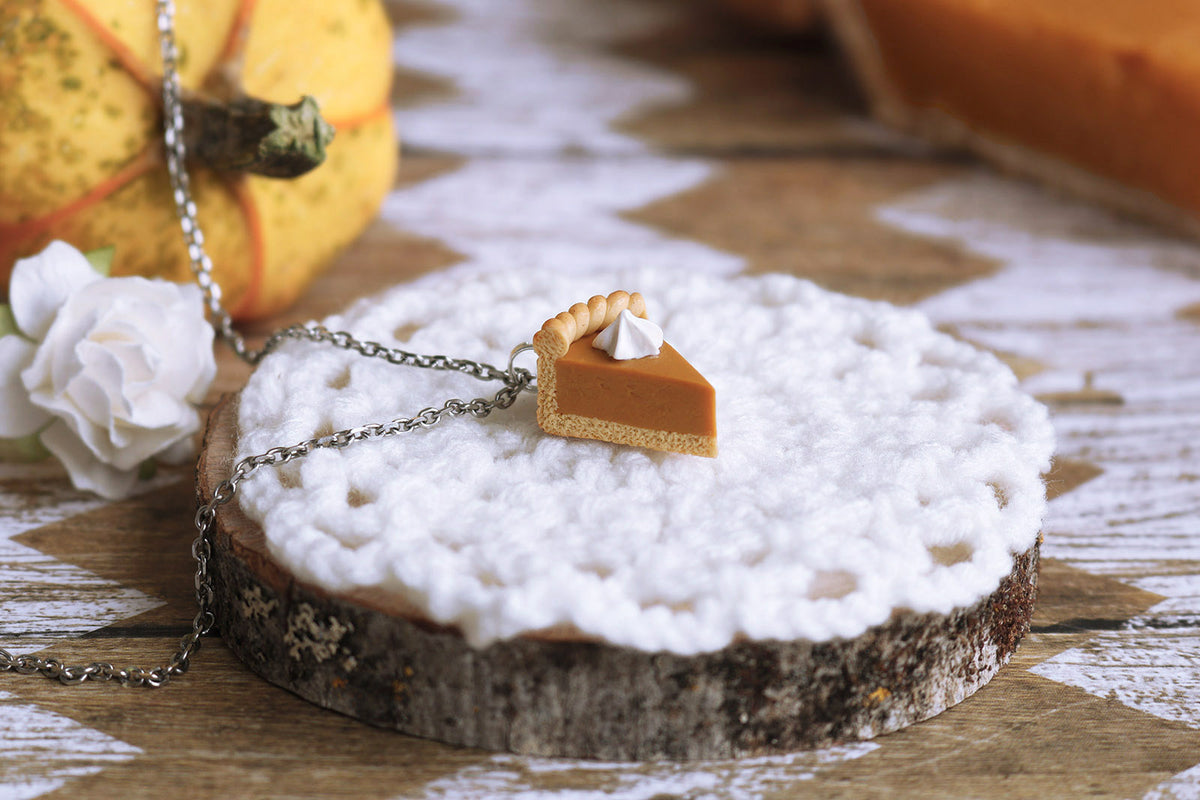Handmade Pumpkin Pie Slice Necklace