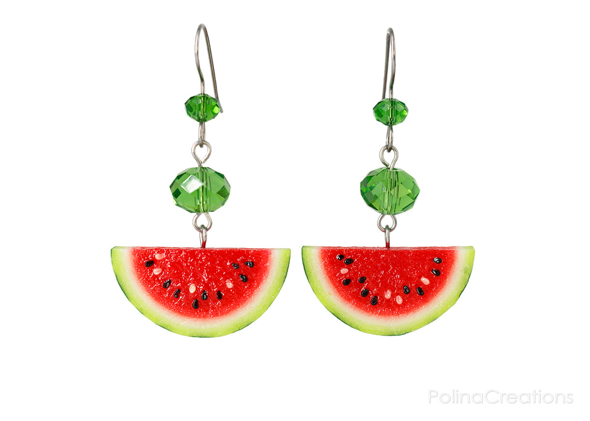 Handmade Watermelon Slice Earrings