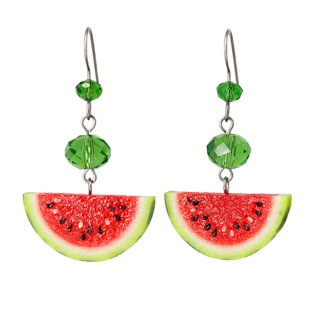 Handmade Watermelon Slice Earrings