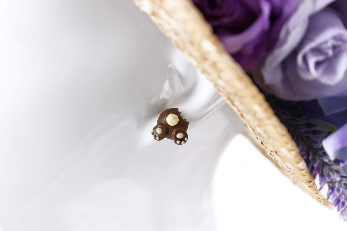 polinacreations Handmade Bitten Easter Chocolate Bunny Stud Earrings. Bunny earrings. Easter Jewelry Easter bunny earrings Easter Gift bitten chocolate bunny butt polina creations chocolate rabbit earrings polymer clay food