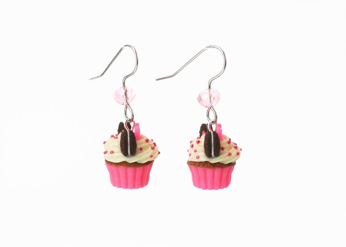 polinacreations Handmade jewelry Mouse Neon Pink Cupcake Earrings, Cupcake Earrings, Mouse Earrings fake food jewelry polymer clay food jewelry cute earrings gift for her gift for woman girl pink jewelry cookie earrings cookie jewelry oreo jewelry oreo earrings minnie mouse jewelry mickey mouse earrings beaded jewelry