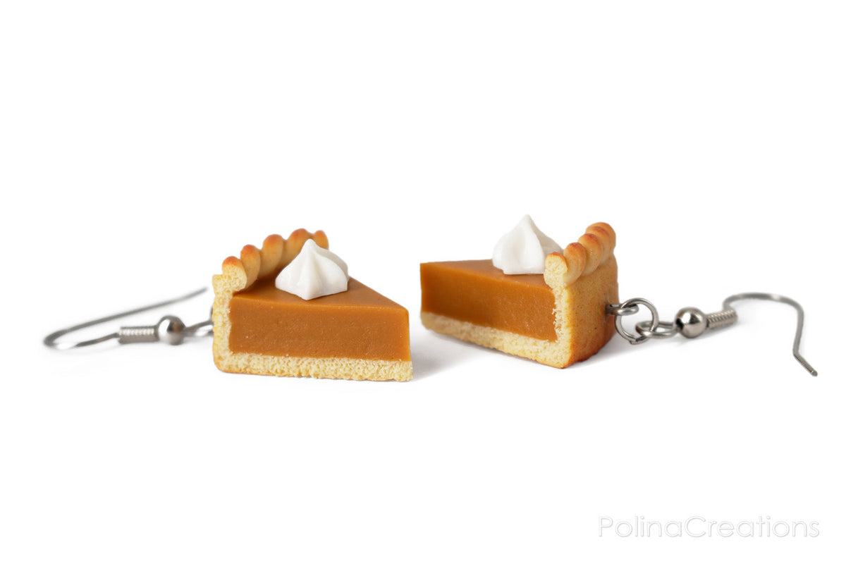 Handmade Pumpkin Pie Earrings, Thanksgiving Gift
