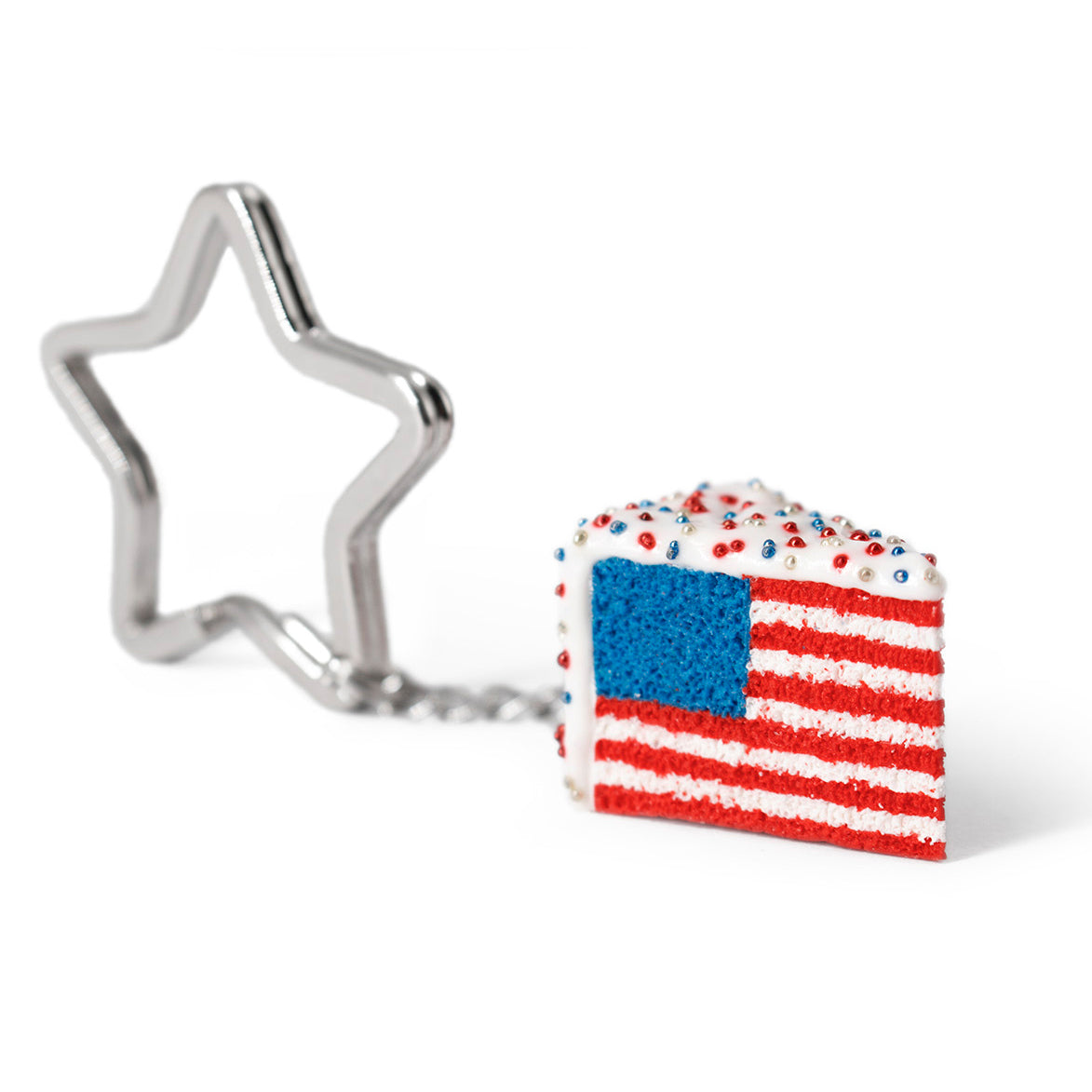 Handmade American Flag Cake Keychain, 4th of July Gift