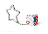 Handmade American Flag Cake Keychain, 4th of July Gift