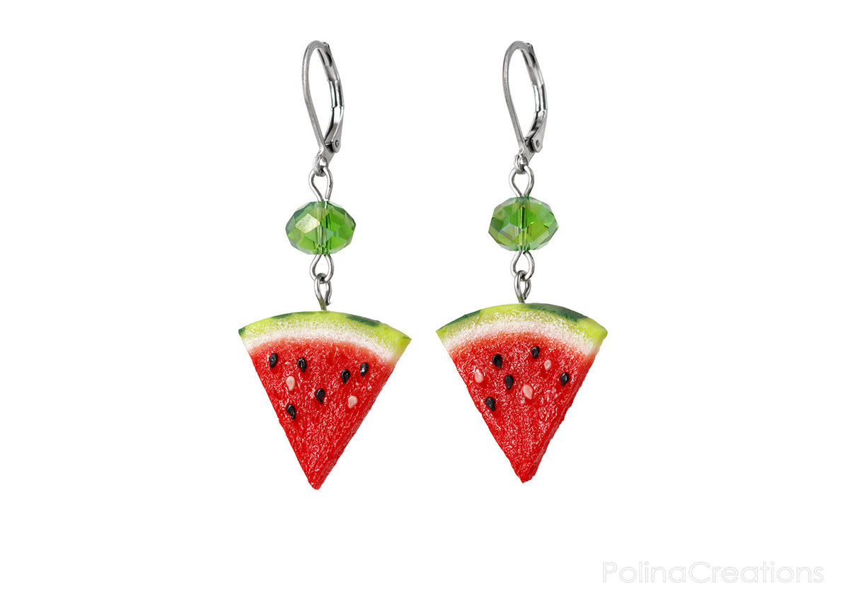 Handmade Watermelon Slice Earrings