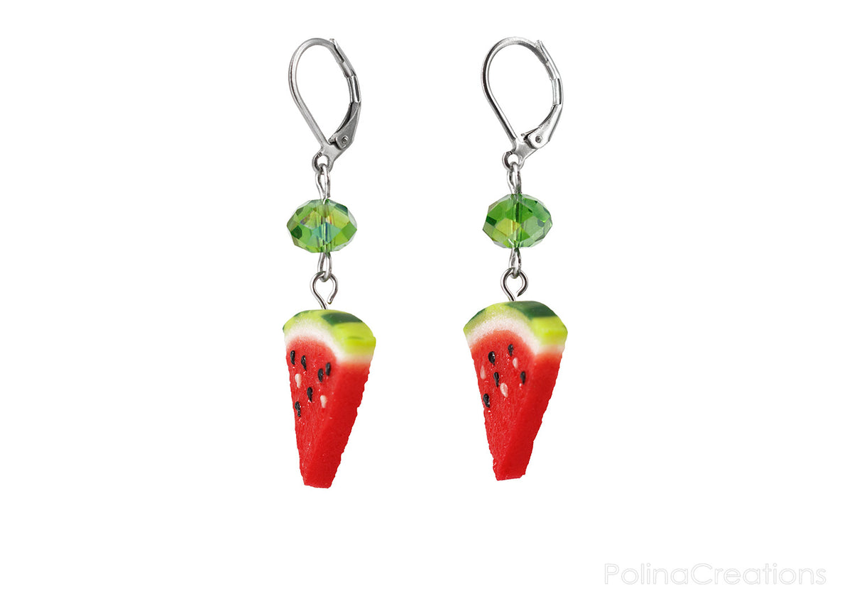Handmade Watermelon Slice Earrings