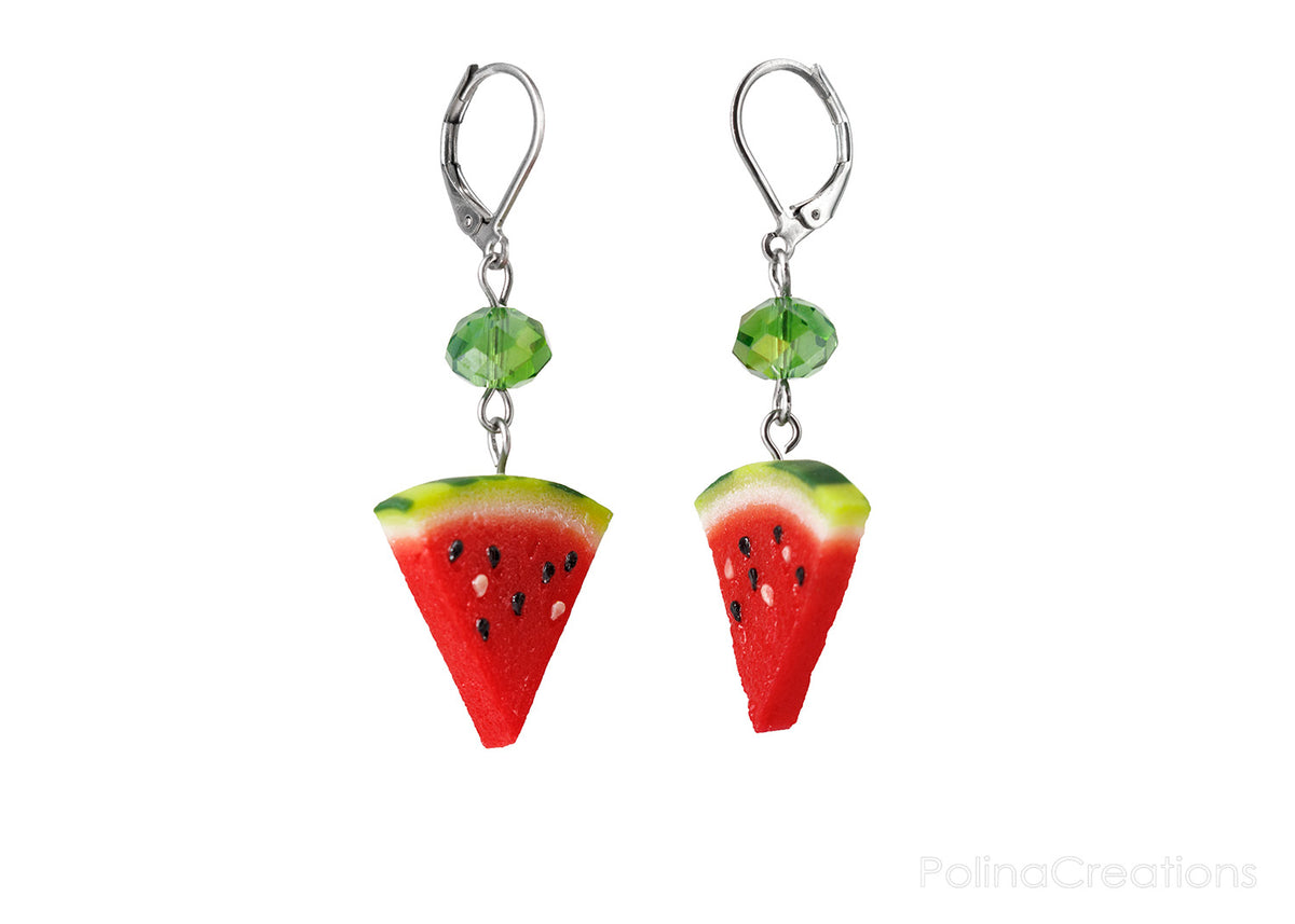 Handmade Watermelon Slice Earrings