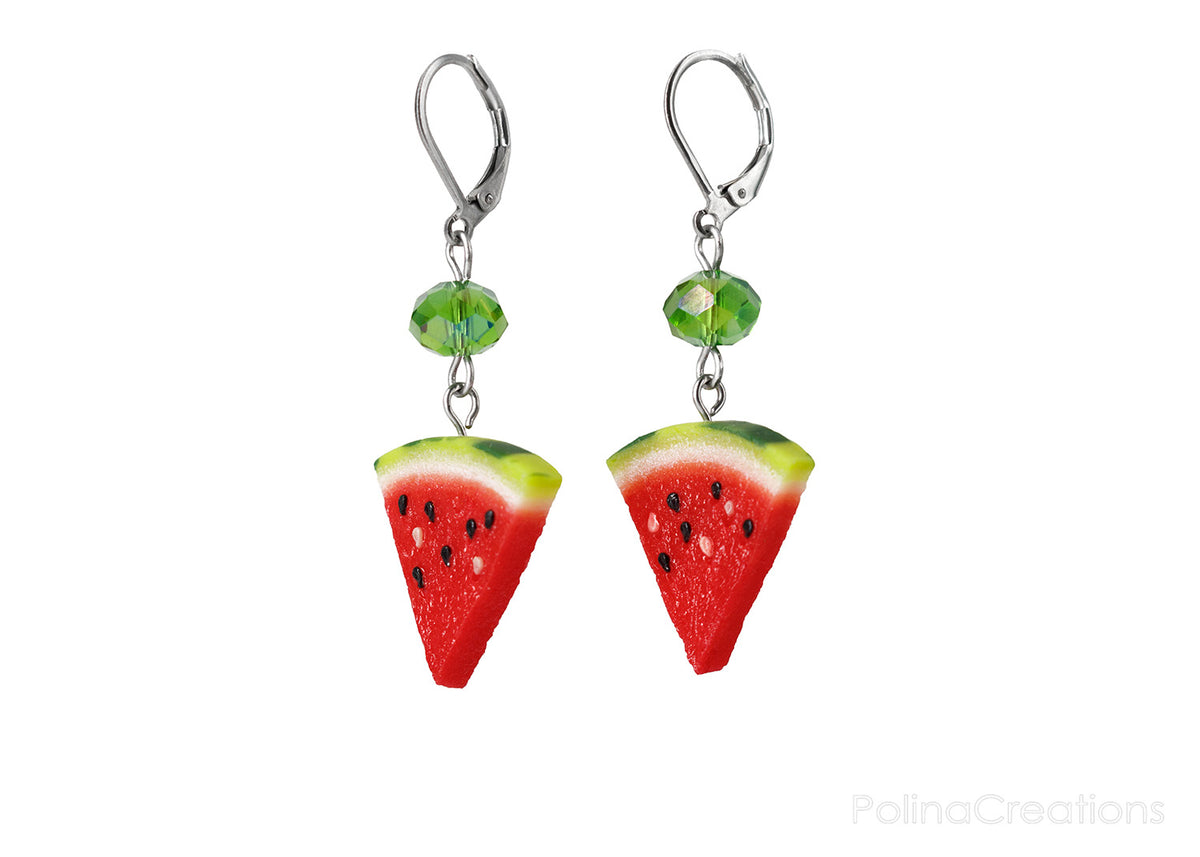 Handmade Watermelon Slice Earrings