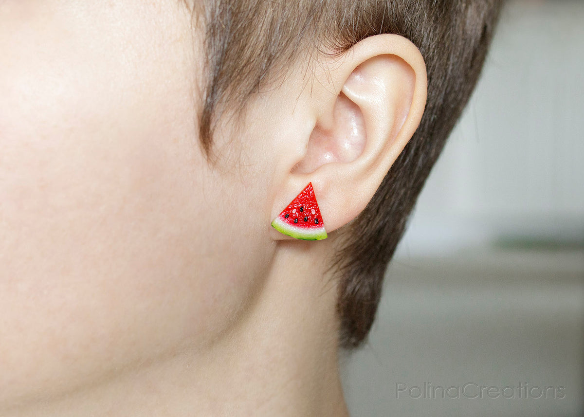 Handmade Watermelon Stud Earrings