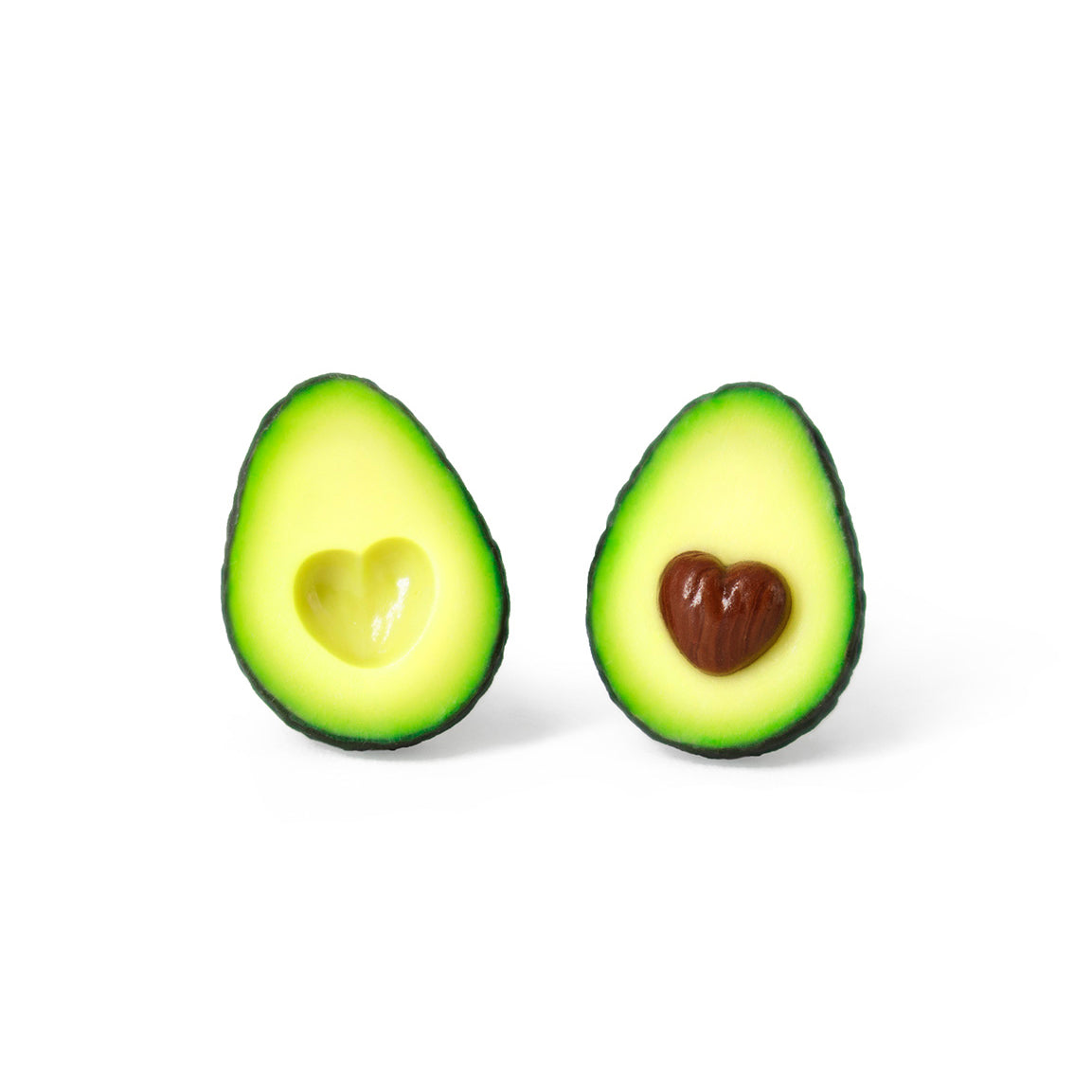 Polinacreations Avocado Heart Stud Earrings, best friend gift friendship present Fake Food Jewelry Fruit Earrings Polymer Clay Avocado Jewelry Love Heart Earrings Avocado Gift Summer Earrings