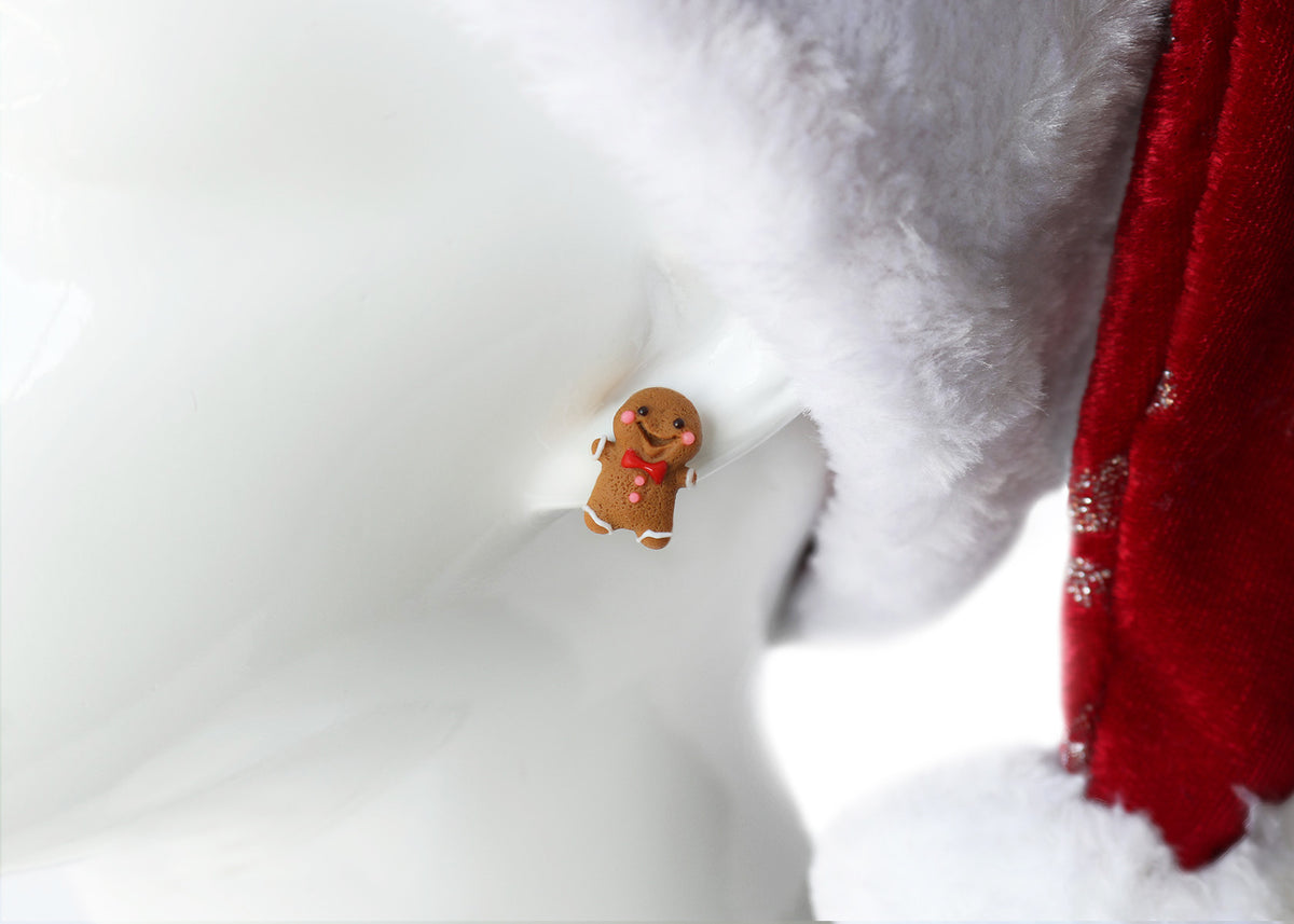 Polinacreations Handmade Christmas Gingerbread Man Cookie Earrings, Stud Earrings Smile Earrings, Christmas Earrings Holiday Jewelry PolinaCreations Fake food jewelry polymer clay jewelry miniature food jewelry bow tie earrings Xmas gift Christmas gift for her polina creations dessert small cute earrings present for women