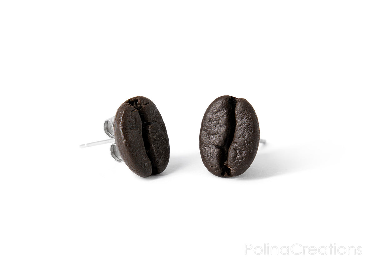 Handmade Coffee Bean Stud Earrings