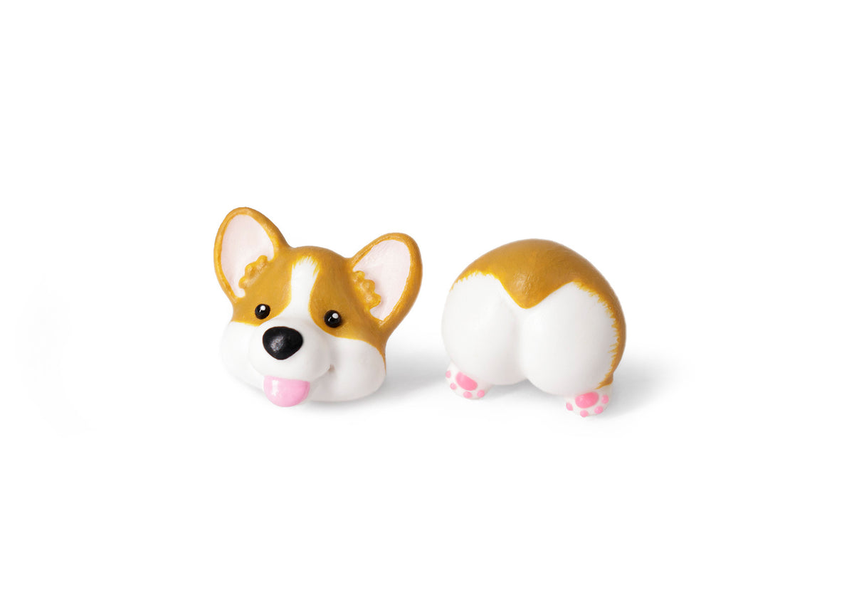 Handmade Corgi Dog Stud Earrings