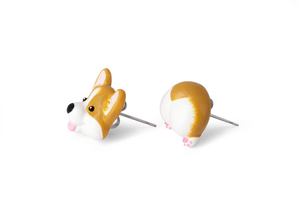 Handmade Corgi Dog Stud Earrings
