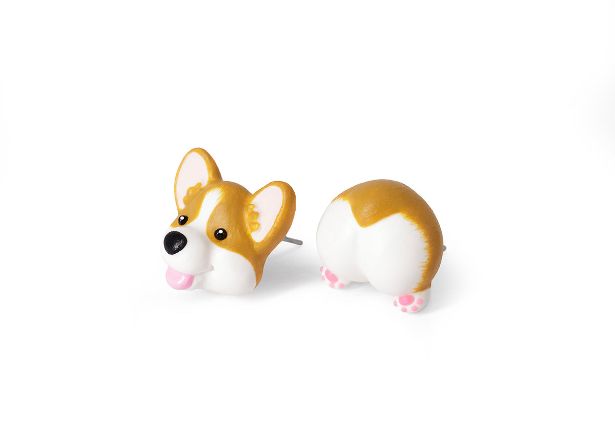 Handmade Corgi Dog Stud Earrings
