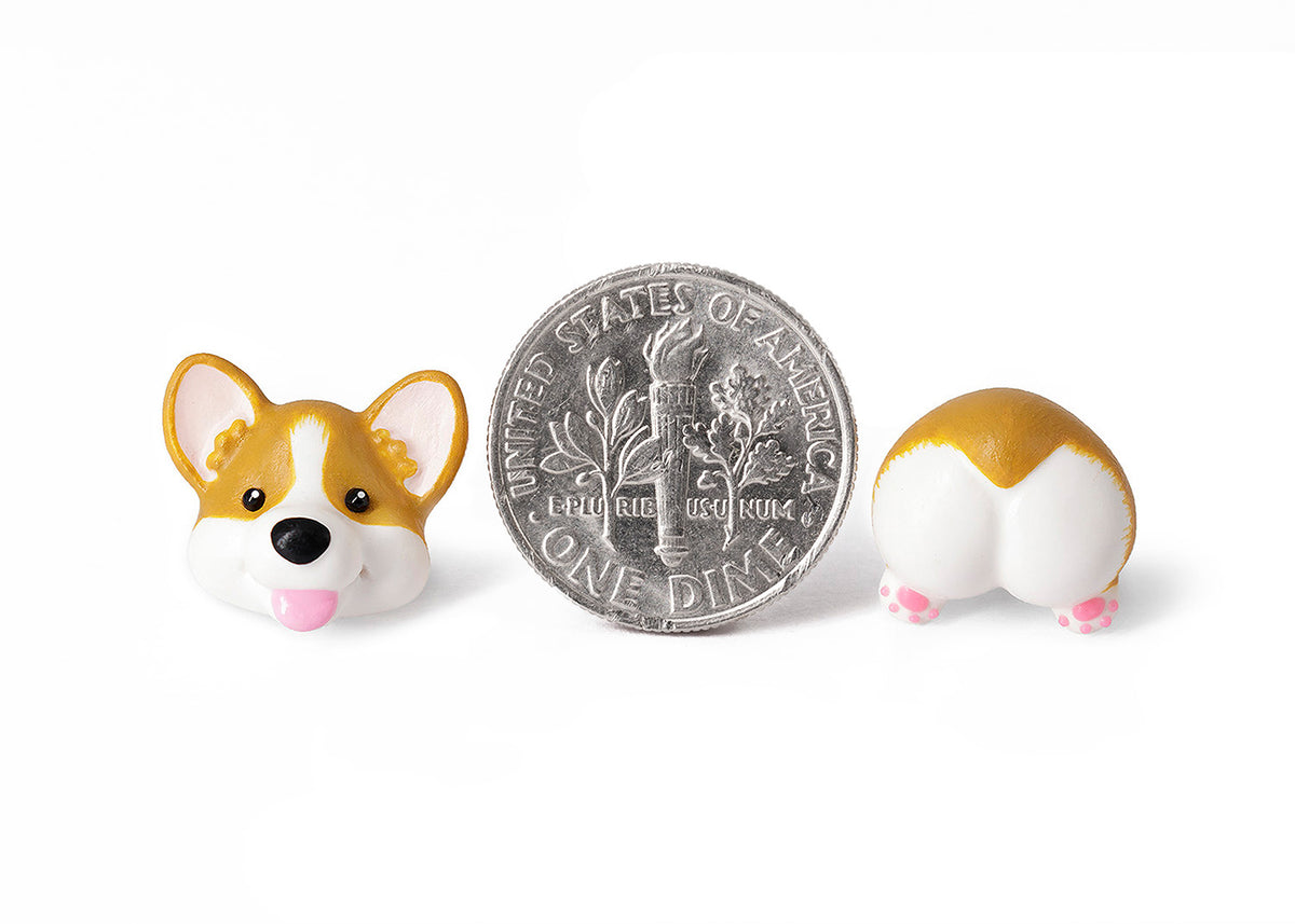 Handmade Corgi Dog Stud Earrings