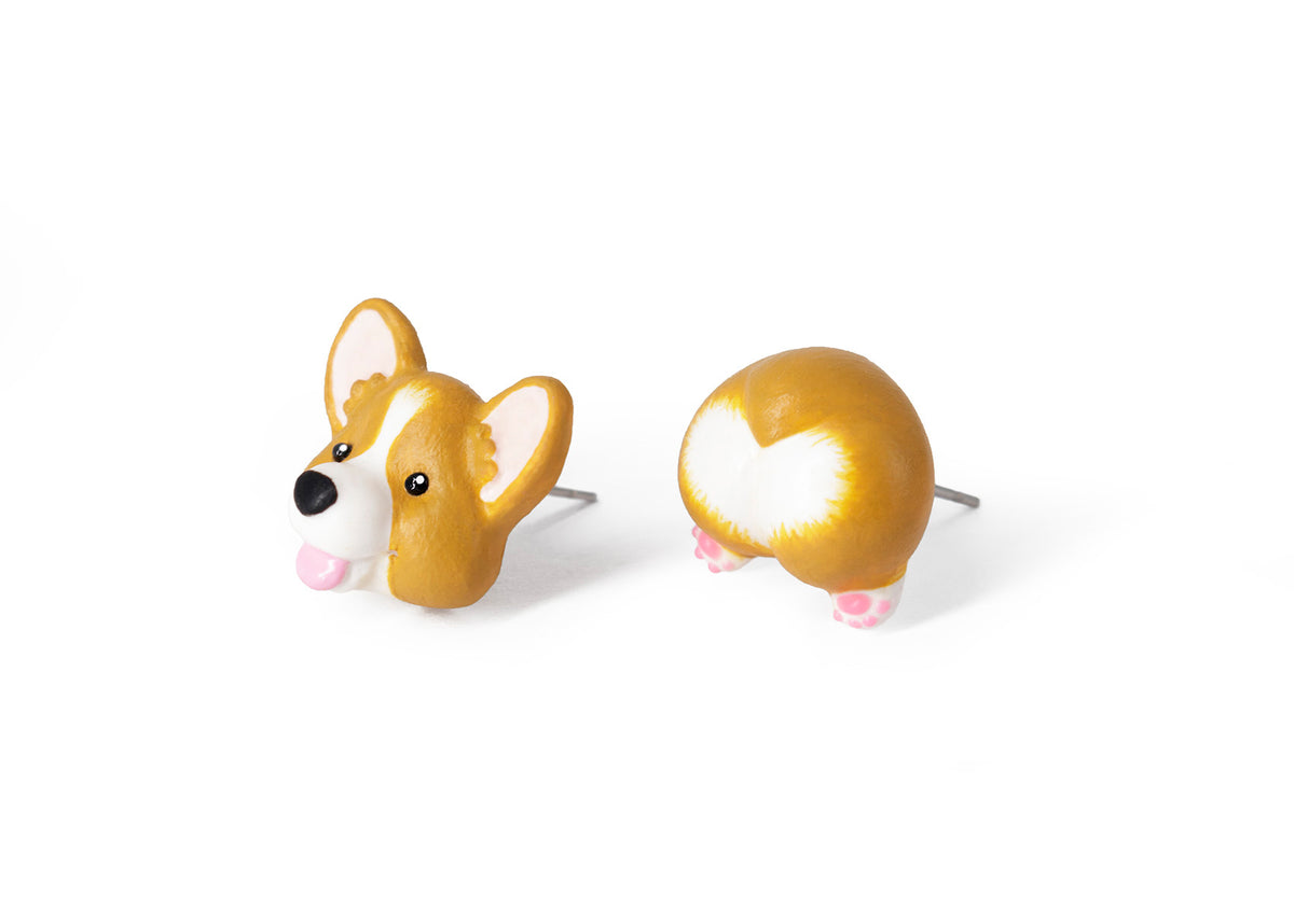 Handmade Corgi Dog Stud Earrings