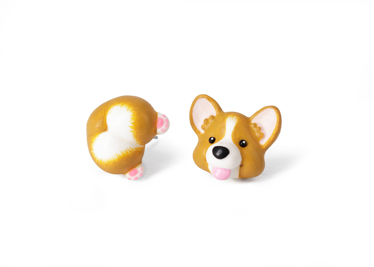 Handmade Corgi Dog Stud Earrings