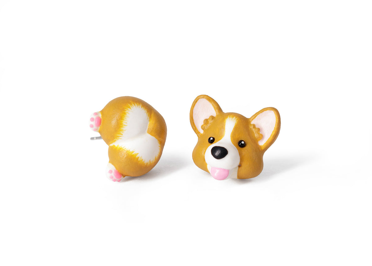 Handmade Corgi Dog Stud Earrings