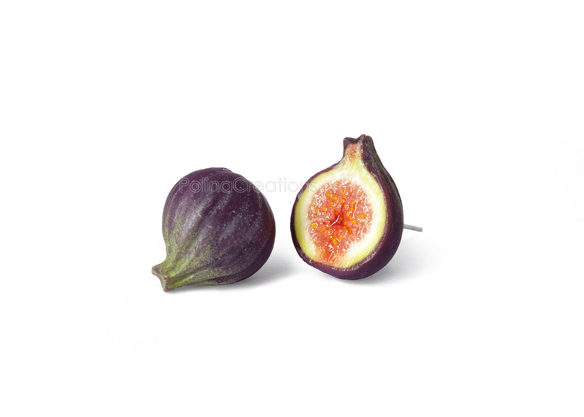 Handmade Fig Stud Earrings