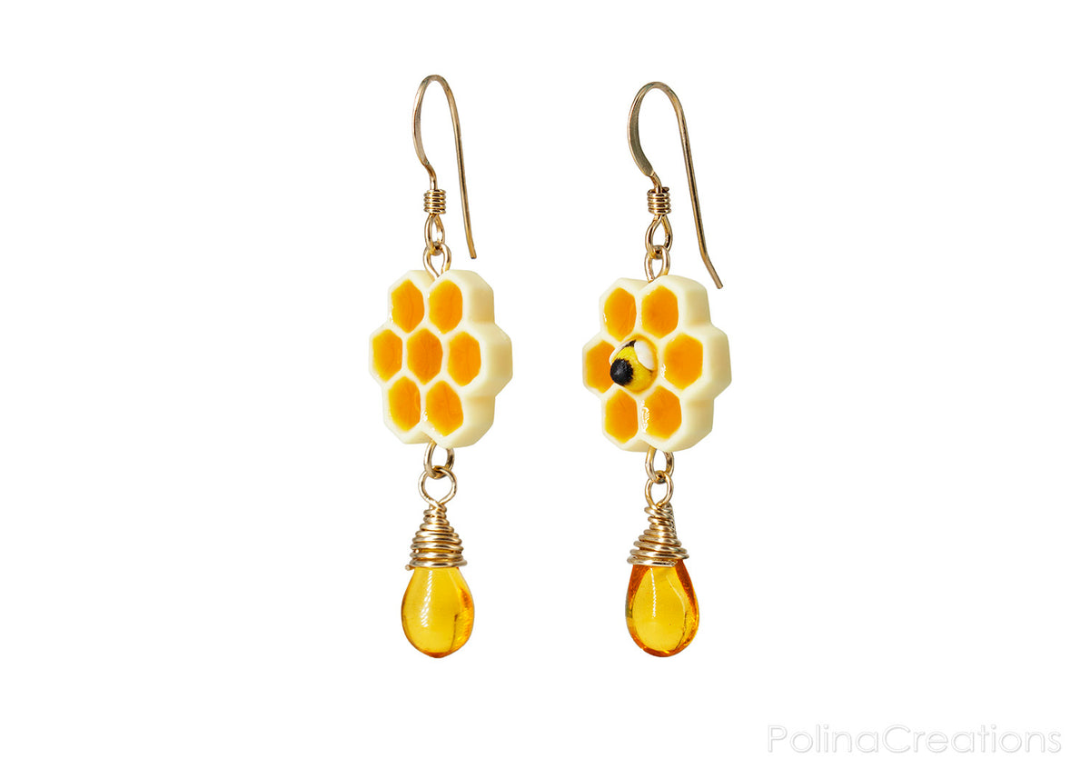 Handmade Honeycomb Earrings