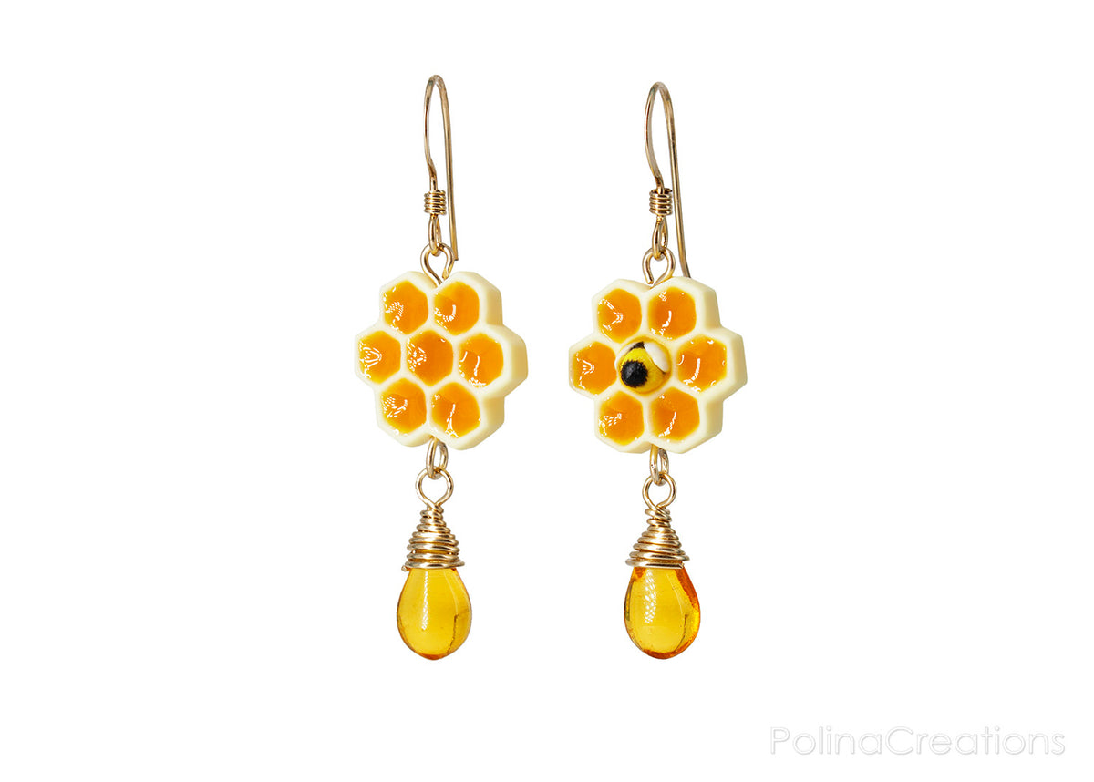 Handmade Honeycomb Earrings