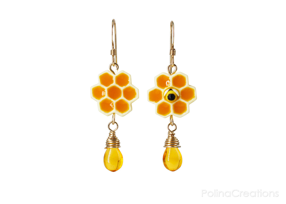Handmade Honeycomb Earrings
