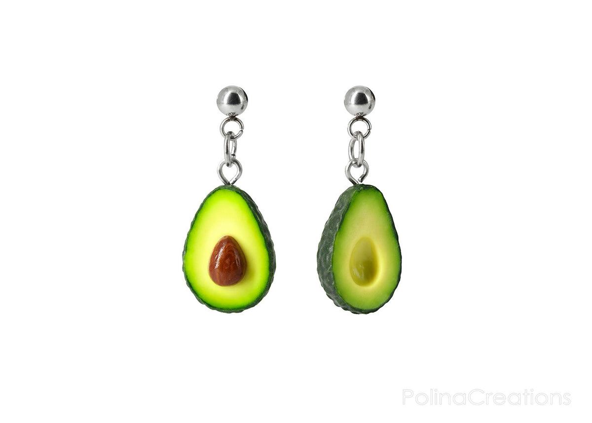 Handmade Avocado Stud Dangle Earrings