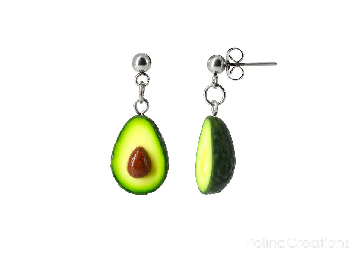 Handmade Avocado Stud Dangle Earrings