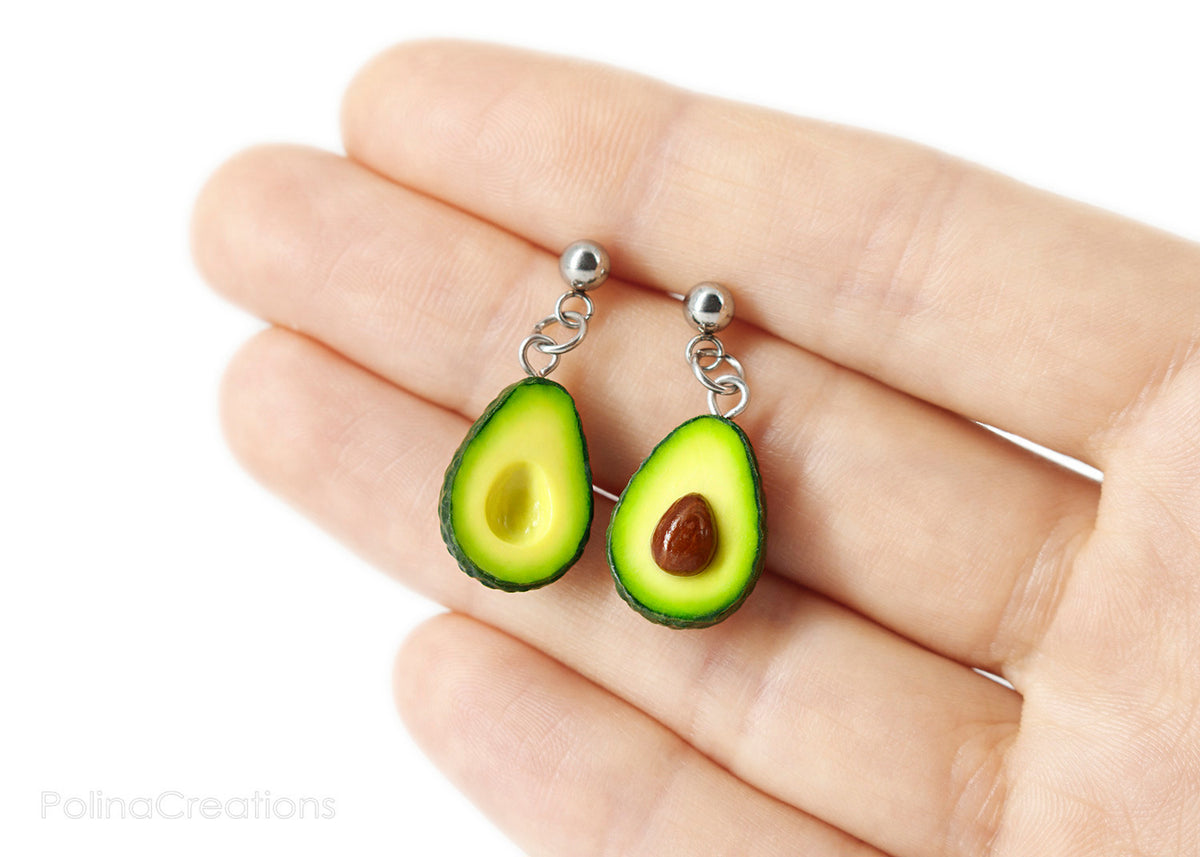 Handmade Avocado Stud Dangle Earrings