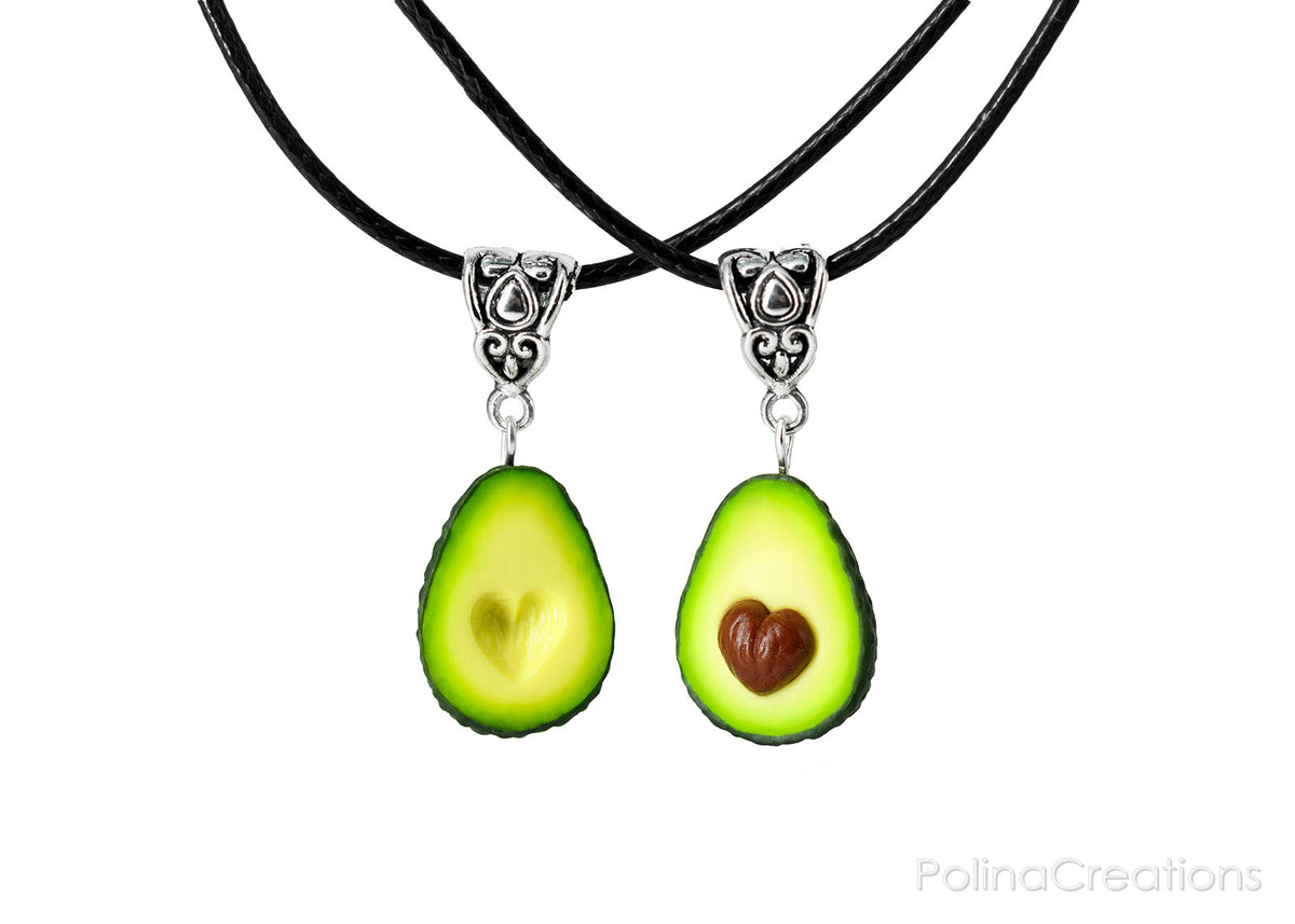 Handmade Best Friend Forever Avocado Heart Necklaces, Valentine's day gift