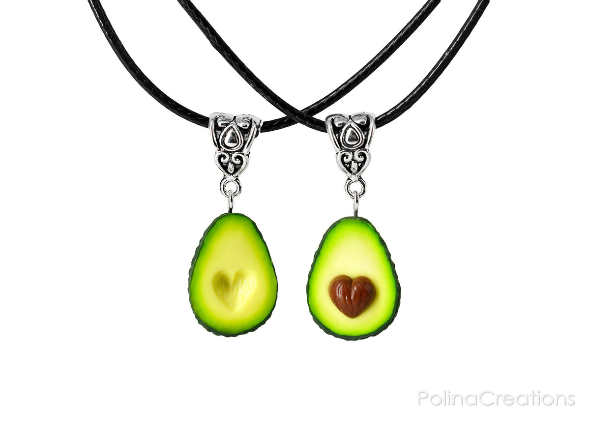 Handmade Best Friend Forever Avocado Heart Necklaces, Valentine's day gift