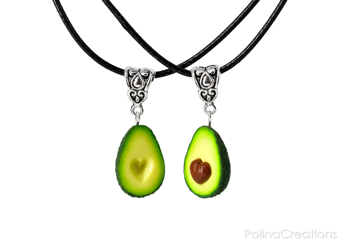 Handmade Best Friend Forever Avocado Heart Necklaces, Valentine's day gift