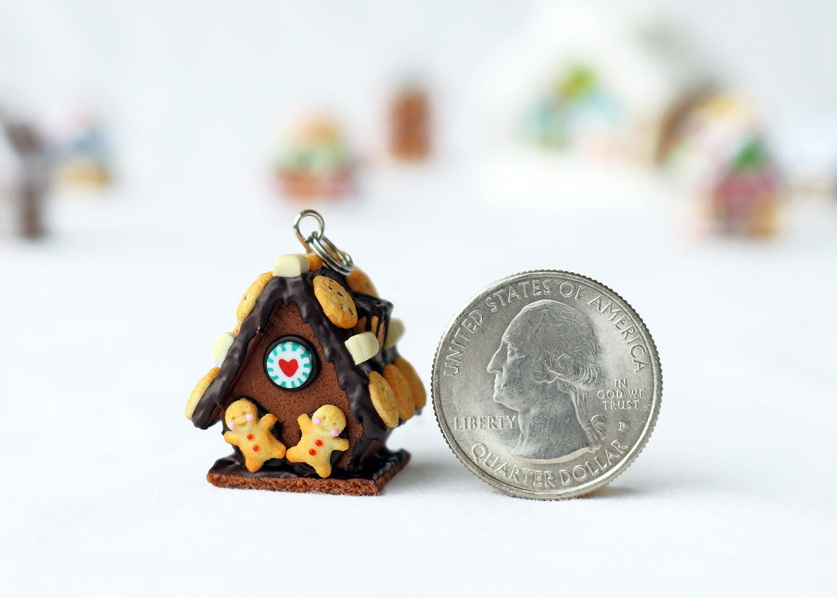 Handmade Chocolate Gingerbread House Necklace, Christmas Gift