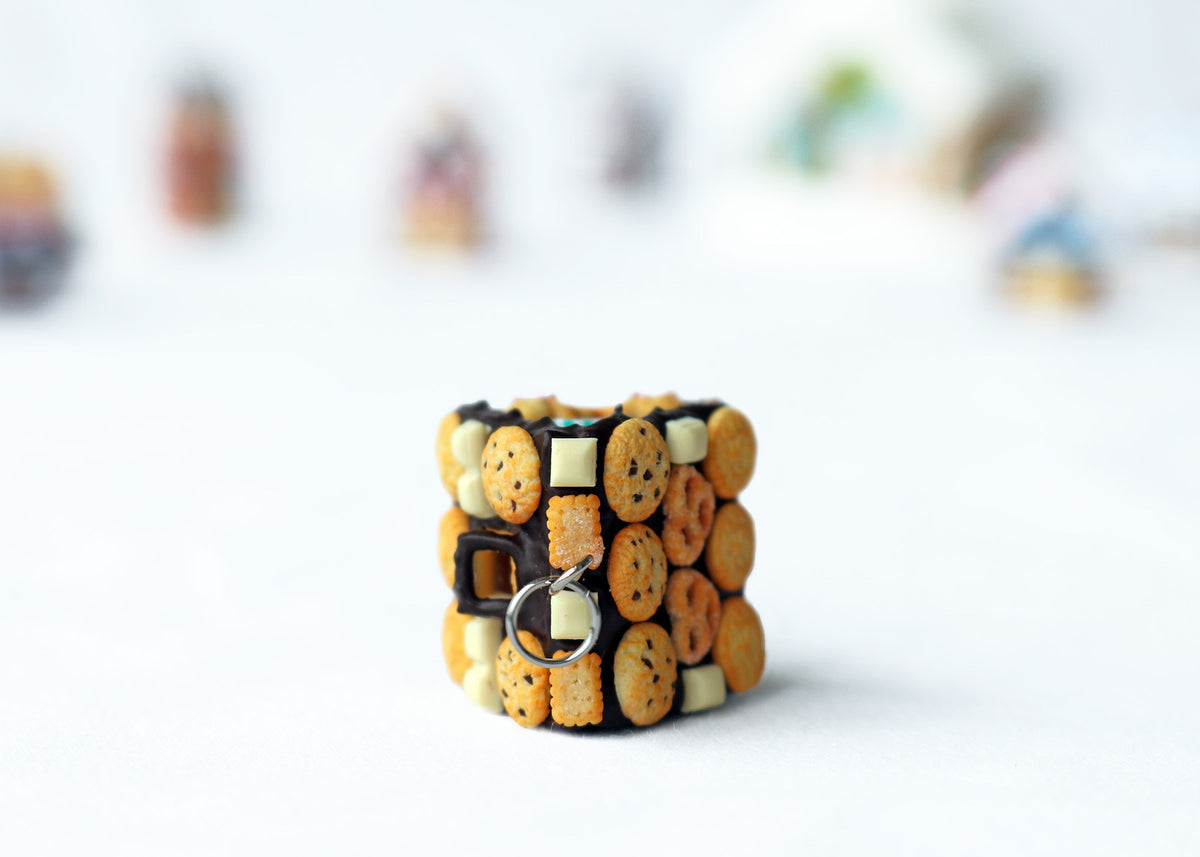 Handmade Chocolate Gingerbread House Necklace, Christmas Gift