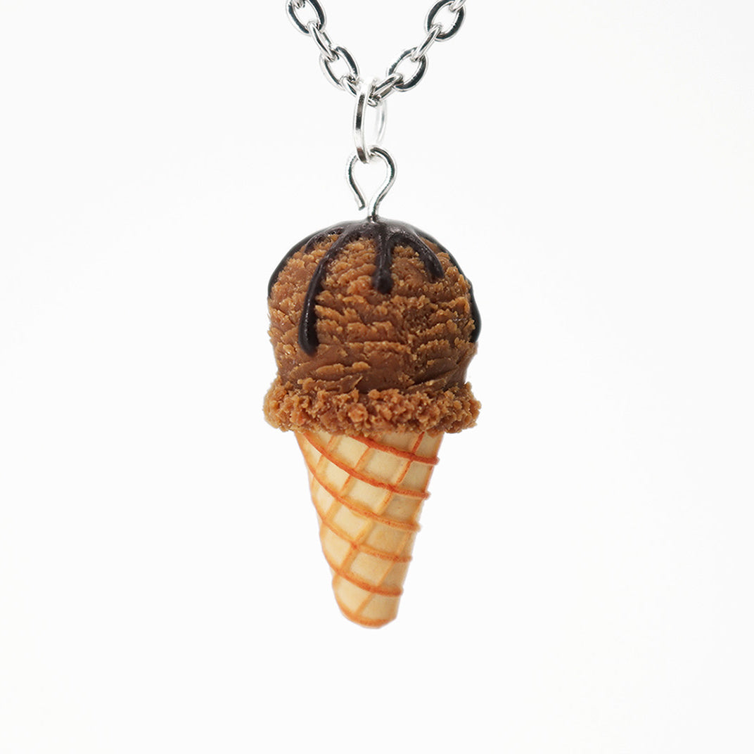 Polinacreations Handmade Chocolate Ice Cream Waffle Cone necklaces. Ice Cream Jewelry Ice Cream necklace Food earrings Cute earring Fun jewelry summer jewelry chocolate jewelry brown necklace brown jewelry pendant gift for her gift for woman fake food jewelry miniature food jewelry polymer clay jewelry ice cream charm waffle necklace waffle charm