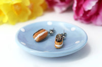 PolinaCreations Handmade jewelry Stuffed Eclair Stud Earrings with Whipped Cream & Topped With Chocolate and Nuts Eclair earrings polina creations nut earrings nut jewelry brown jewelry brown earrings fake food jewelry miniature food jewelry mini food earrings cute earrings cute jewelry dessert jewelry hypoallergenic earrings chocolate jewelry chocolate earrings gift for her gift for girl woman pastry earrings pastry charm pastry jewelry food charm yellow earrings yellow jewelry