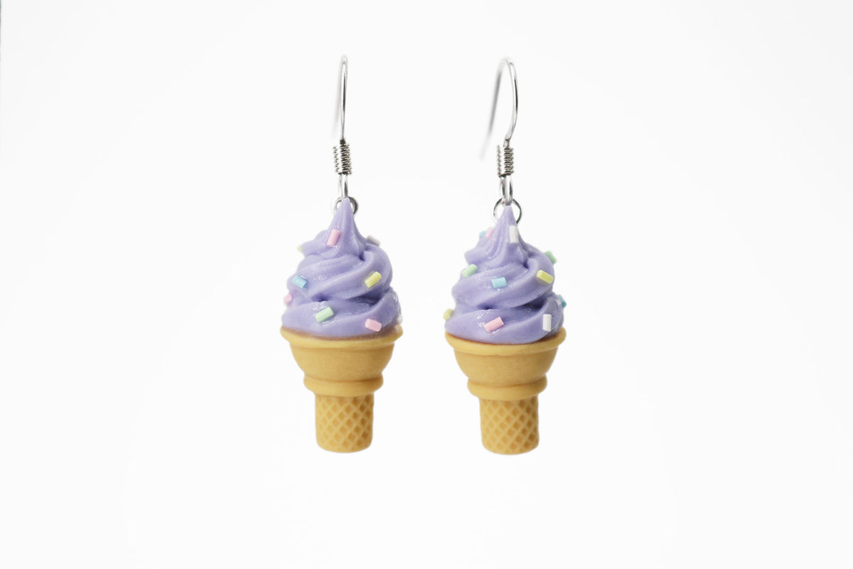 polinacreations Handmade Jewelry lavender Ice Cream Sugar Cone Earrings Topped with Sprinkles. Ice cream Earrings, lavender earrings lavender jewelry Fake Food Jewelry Kawaii miniature food jewelry mini food earrings purple jewelry purple earrings gift for her gift for woman girl rainbow jewelry sprinkle earrings polina creations jewellery purple ice cream bright jewelry summer jewelry summer earrings