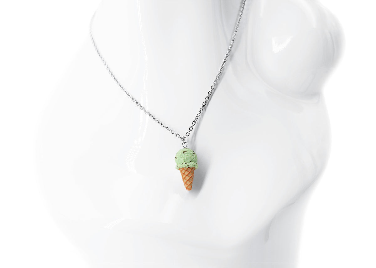 Polinacreations Handmade mint chocolate chip Ice Cream necklace,mint Ice Cream pendant mint Ice Cream Jewelry mint ice cream charm Cute charm Waffle Cone Mini Fake Food Jewelry cute jewelry polymer clay fake food jewelry waffle necklace waffle jewelry mint green jewelry mint green charm chocolate necklace gift for her mini food jewelry