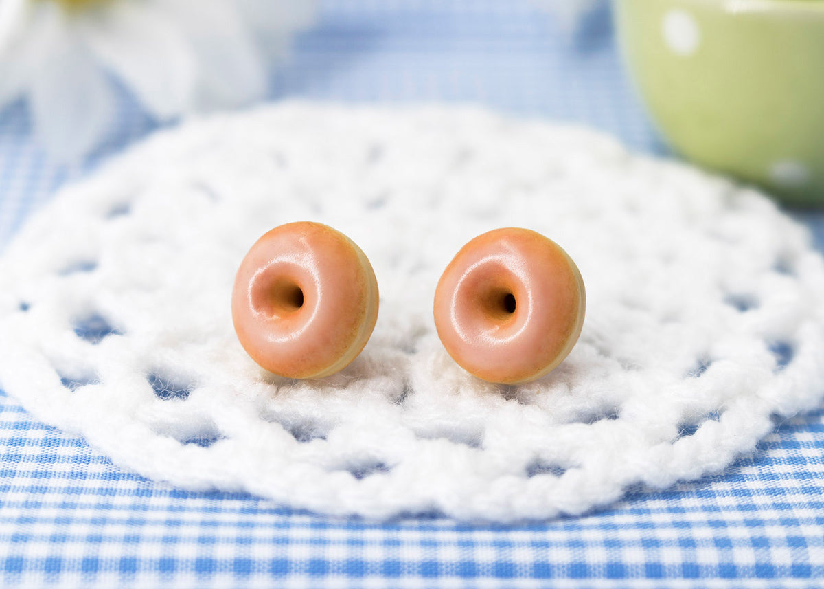 PolinaCreations Handmade Jewelry Original Glazed Doughnut Stud Earrings, Donut Earrings Fake Food Jewelry Miniature Food polymer clay food jewelry circle earrings small cute earrings mini food jewelry polina creations hypoallergenic jewelry small studs dunkin donuts baskin robbins