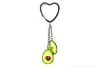 Handmade Single Ring Avocado Heart Keychain, Valentine's day gift