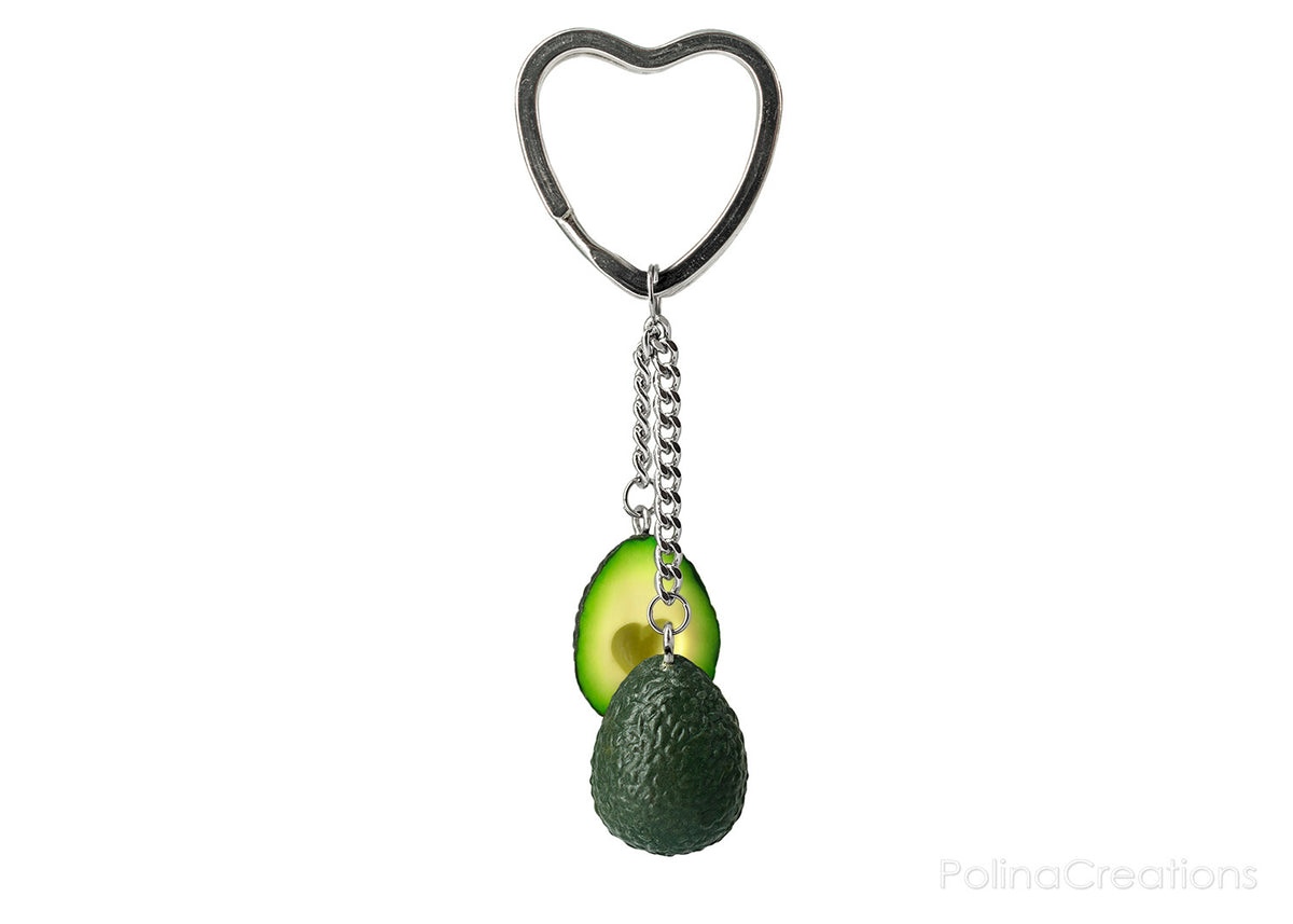 Handmade Single Ring Avocado Heart Keychain, Valentine's day gift