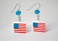 Handmade American Flag Cake Earrings, 4th of July Gift