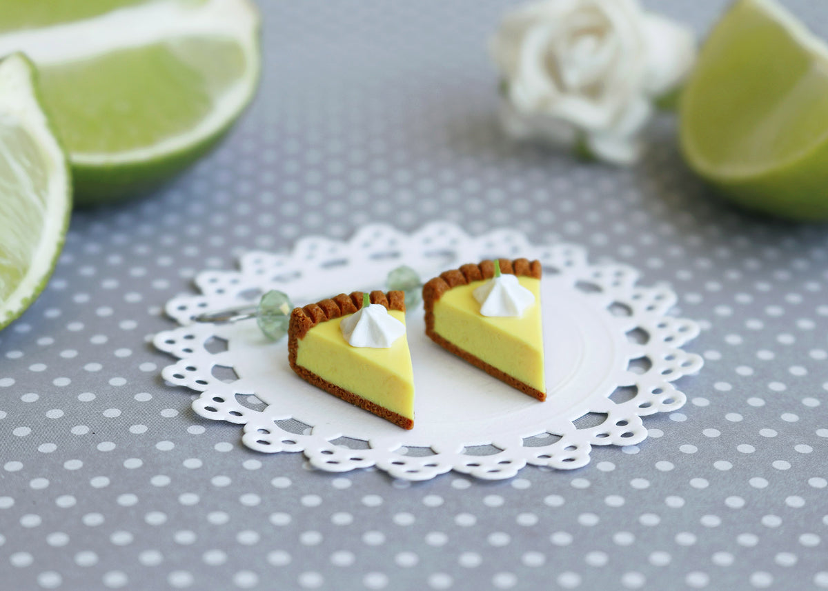 PolinaCreations Handmade Jewelry Key Lime Pie Earrings, Fake Food Jewelry Lime Green Earrings Miniature Food Yellow Jewelry Cute Earrings Pie Earrings Mini food jewelry polymer clay jewelry pie slice jewelry dangle earrings gift for her woman girl polymer clay jewelry cheesecake jewelry cheesecake earrings lime fruit jewelry Polina creations Unique jewelry