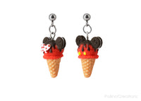 Handmade Mouse Ice Cream Stud Dangle Earrings