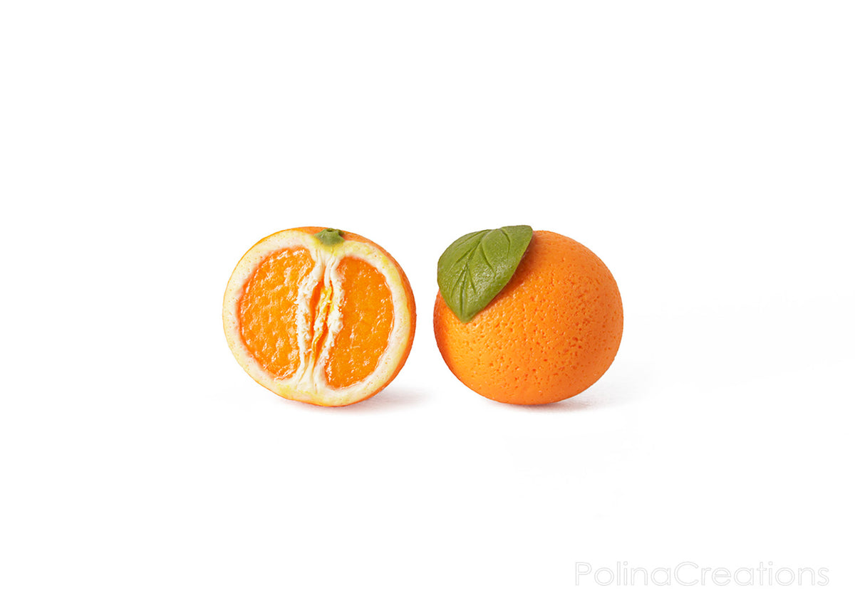 Handmade Orange Fruit Stud Earrings