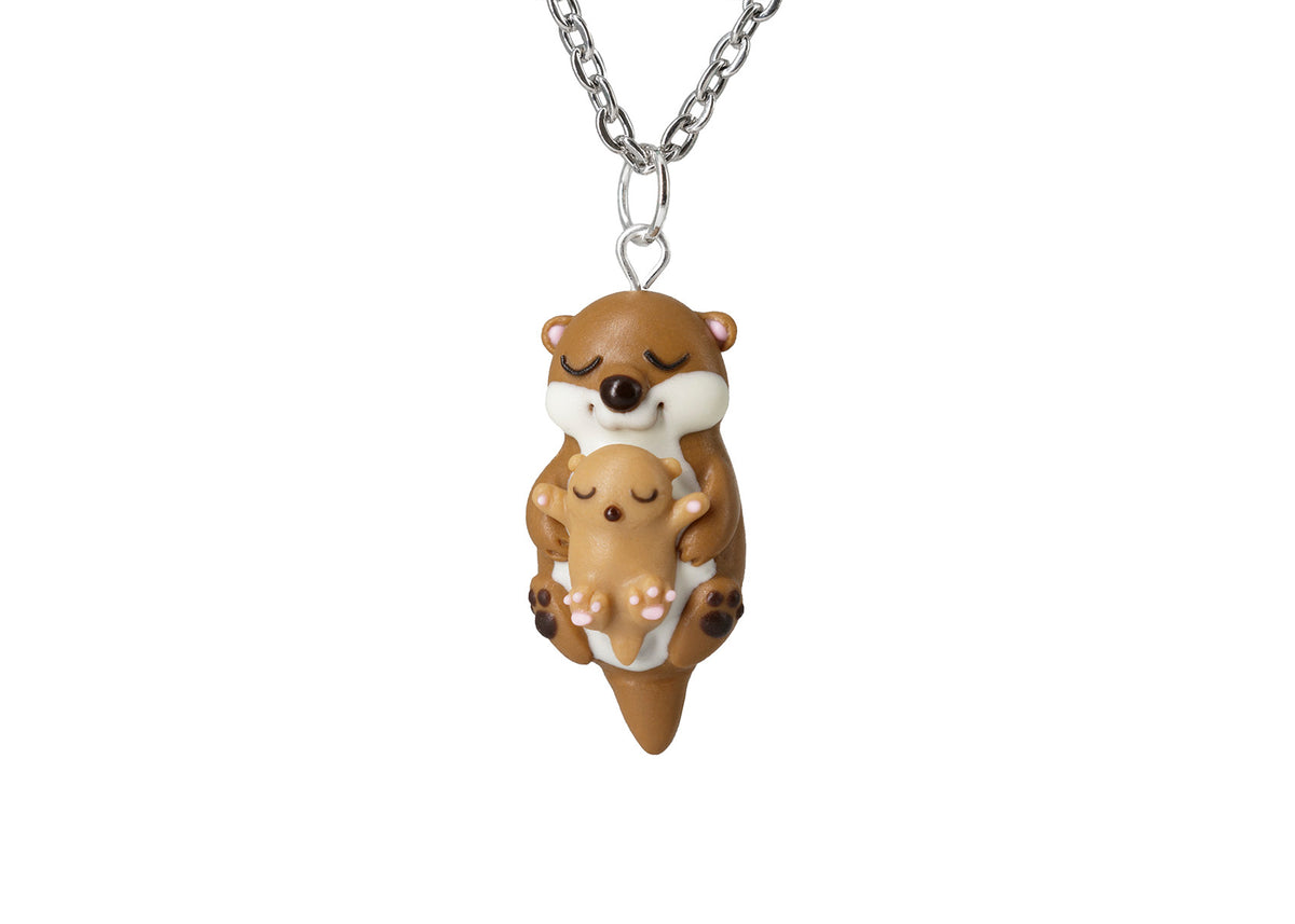 Handmade Mama Otter and Baby Necklace, Mothers Day Gift