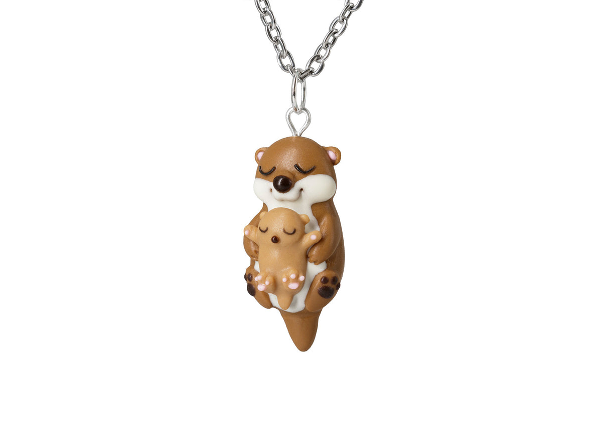 Handmade Mama Otter and Baby Necklace, Mothers Day Gift