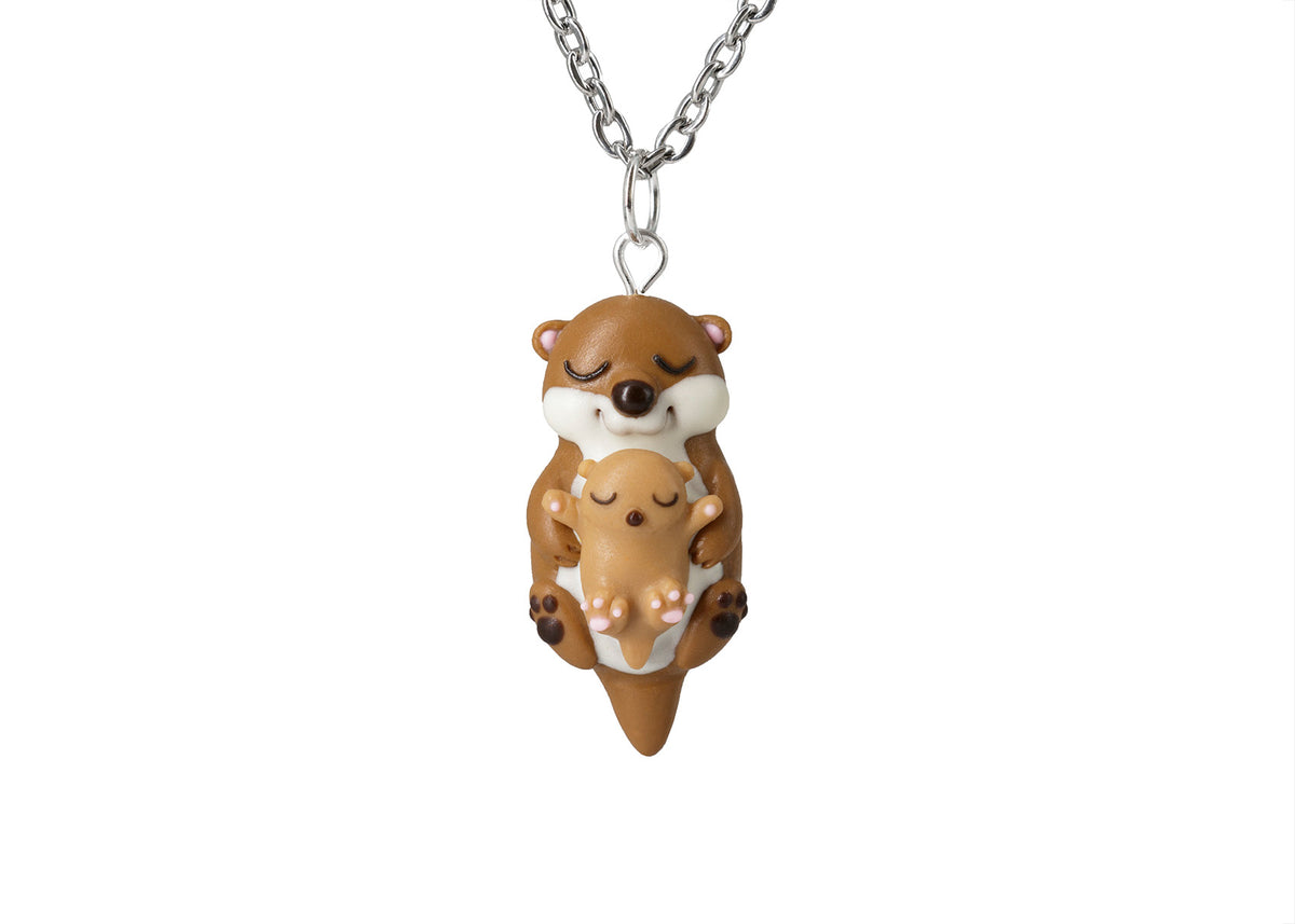 Handmade Mama Otter and Baby Necklace, Mothers Day Gift