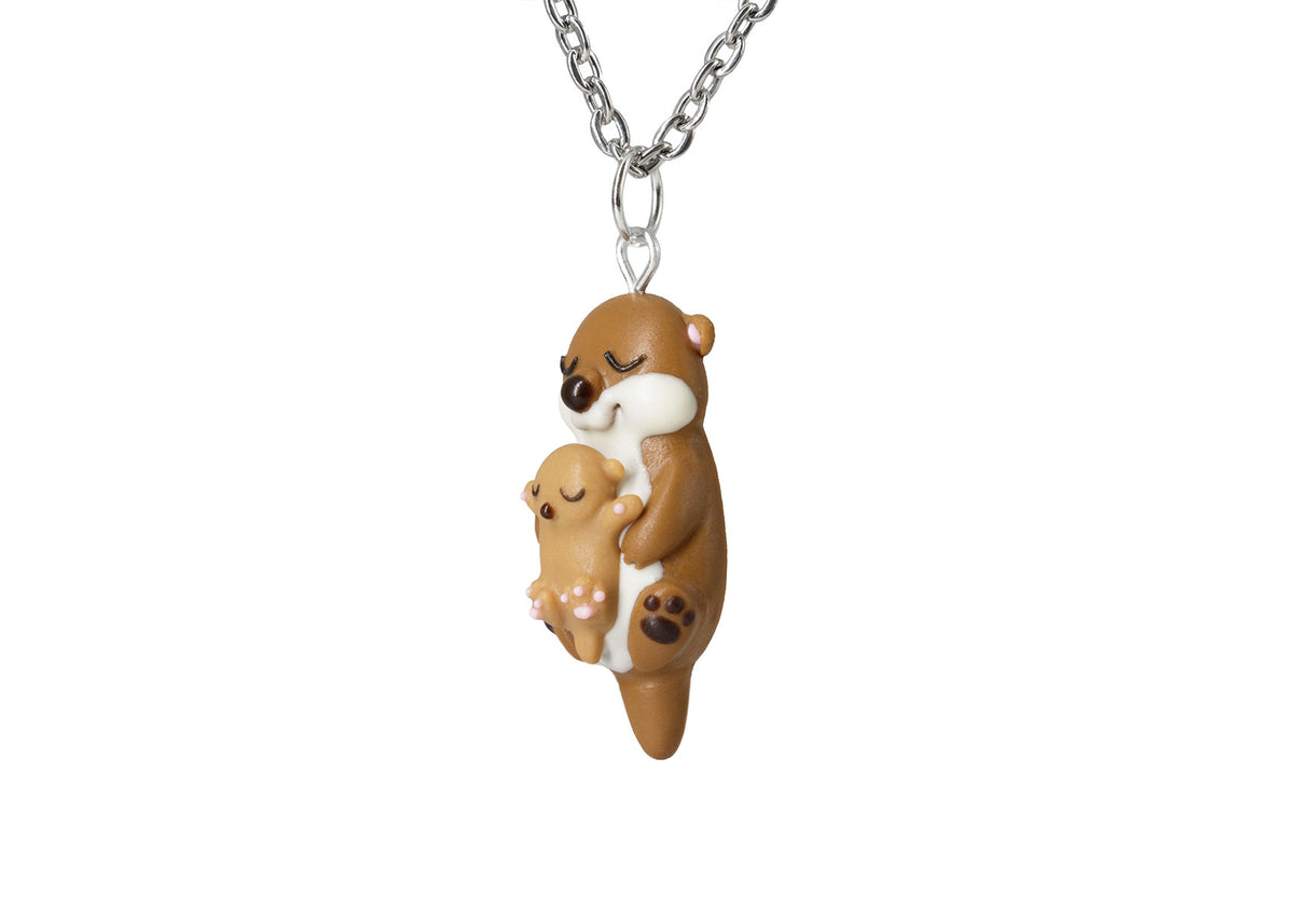 Handmade Mama Otter and Baby Necklace, Mothers Day Gift